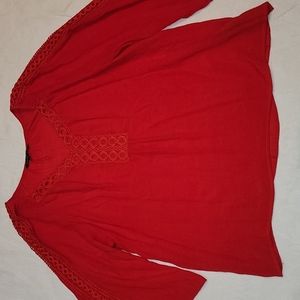 3/$25 Zach & Rachel blouse red bohemian bell sleeves sz 2X